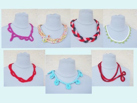 Häkel-Ketten, Armbänder, Kopfbänder, in vielen Varianten