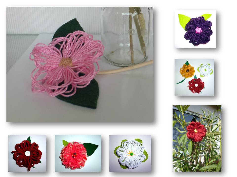 Blumen zum Muttertag Bastelanleitung mit Wolle