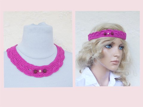 Häkelmuster für Stirnband, Armband, Häkel-Kette, elegantes Muster, Baumwolle für Frühling und Sommer