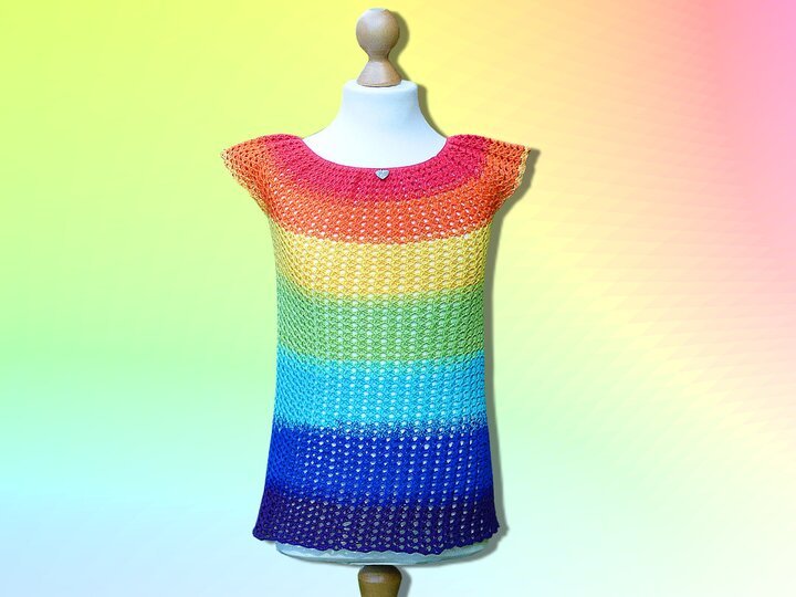 Häkelanleitung 2 in 1 - Fächertop und Fächerpullover - alle Kindergrößen