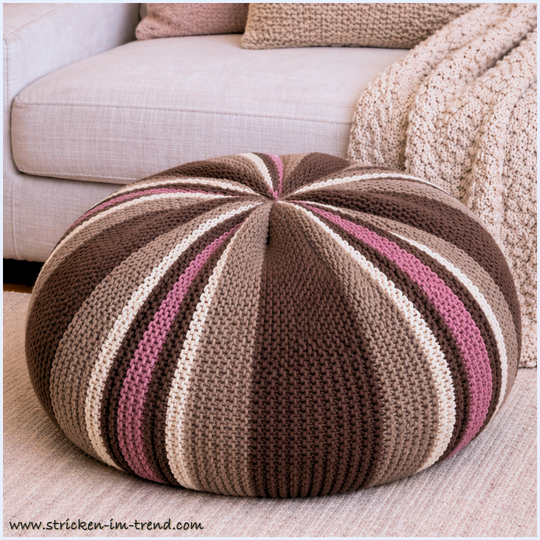 Strickanleitung Pouf Stripes | Rundes Sitzkissen stricken | HomeWare #3