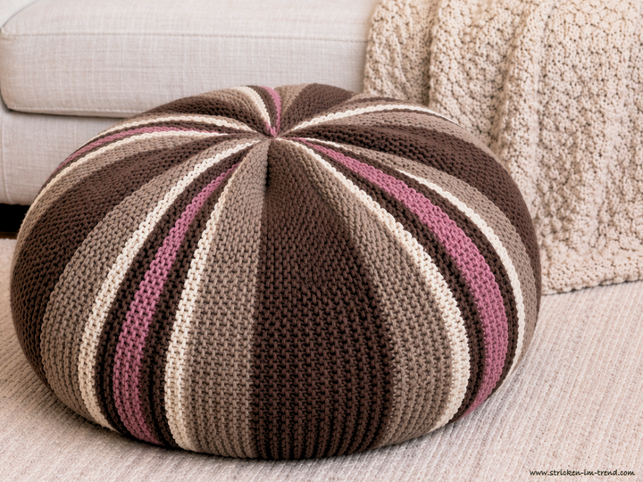 Strickanleitung Pouf Stripes | Rundes Sitzkissen stricken | HomeWare #3