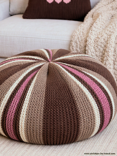 Strickanleitung Pouf Stripes | Rundes Sitzkissen stricken | HomeWare #3