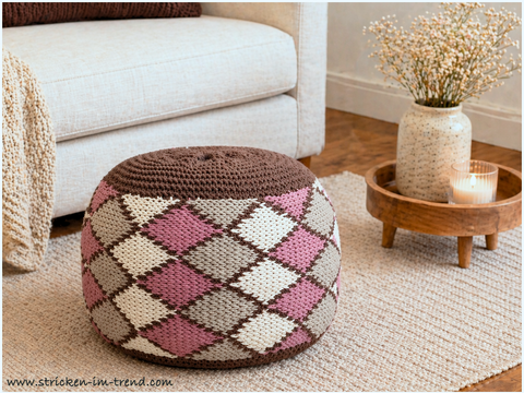 Knitting Pattern Pouf Checks | Knit Floor Cushion | Cushion HomeWare #4