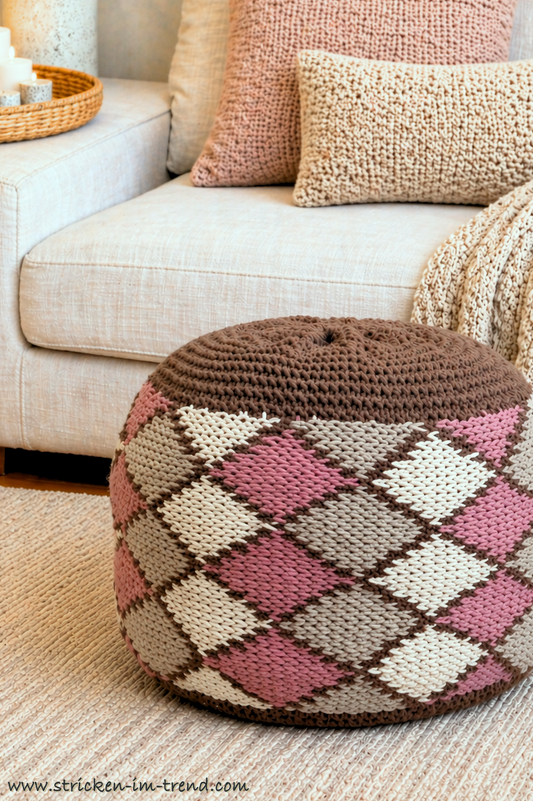 Knitting Pattern Pouf Checks | Knit Floor Cushion | Cushion HomeWare #4 - Image 6