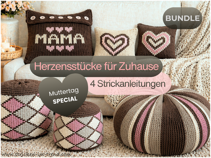 Strickanleitung Pouf Checks | Bodenkissen stricken | Sitzkissen HomeWare #4