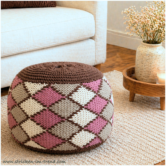 Strickanleitung Pouf Checks | Bodenkissen stricken | Sitzkissen HomeWare #4