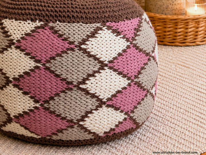 Strickanleitung Pouf Checks | Bodenkissen stricken | Sitzkissen HomeWare #4