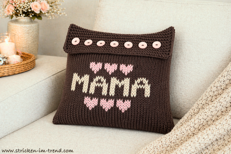 Strickanleitung Kissen MAMA | Muttertaggeschenk | Dekokissen HomeWare #1