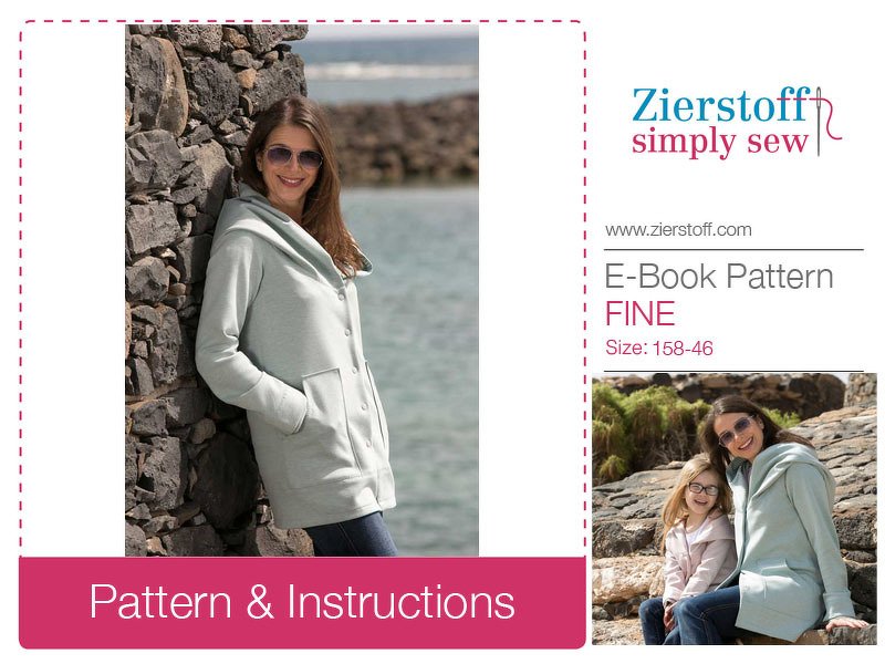 FINEs casual jacket pattern, sizes 158-46 (Kids M – women´s XL)