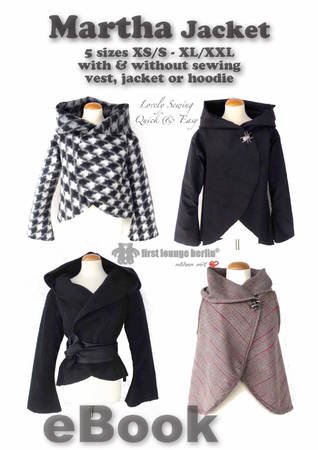US-Martha E-Book jacket with collar or hoodie in 5 sizes XS-XXL sewing instruction with pattern design With Love from firstloungeberlin