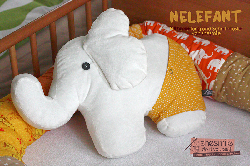 Elefanten-Kuscheltier "Nelefant" (Nähanleitung und Schnittmuster)
