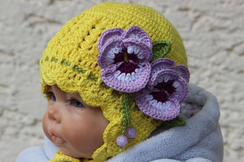 Pansy Baby Hat Crochet Pattern