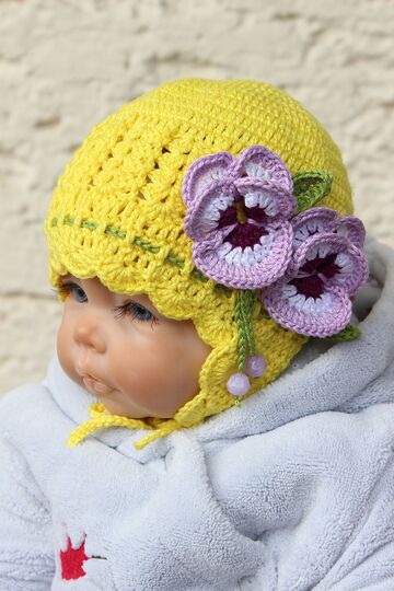 Pansy Baby Hat Crochet Pattern