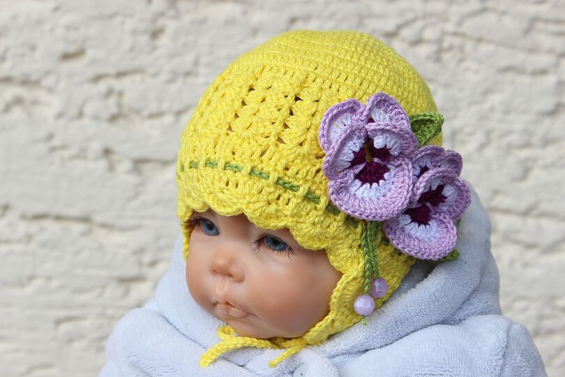 Pansy Baby Hat Crochet Pattern