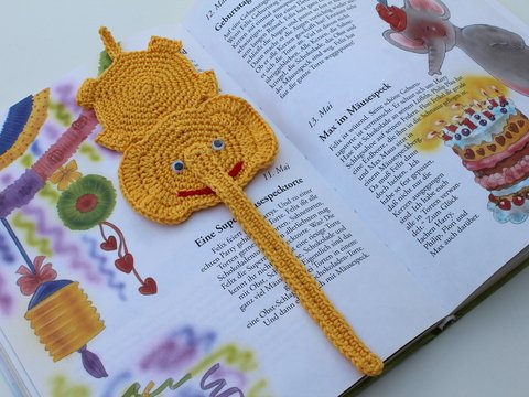 "Elli, der Elefant" gehäkeltes Lesezeichen, PDF-Anleitung