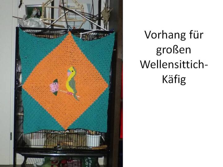Decke und Vorhang "Wellensittich" zum Häkeln
