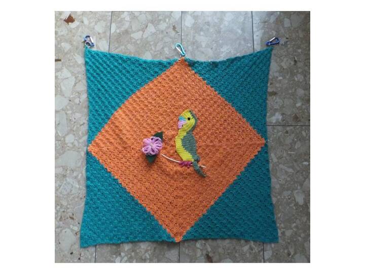 Decke und Vorhang "Wellensittich" zum Häkeln