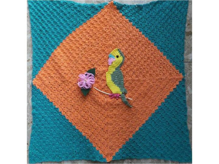 Decke und Vorhang "Wellensittich" zum Häkeln