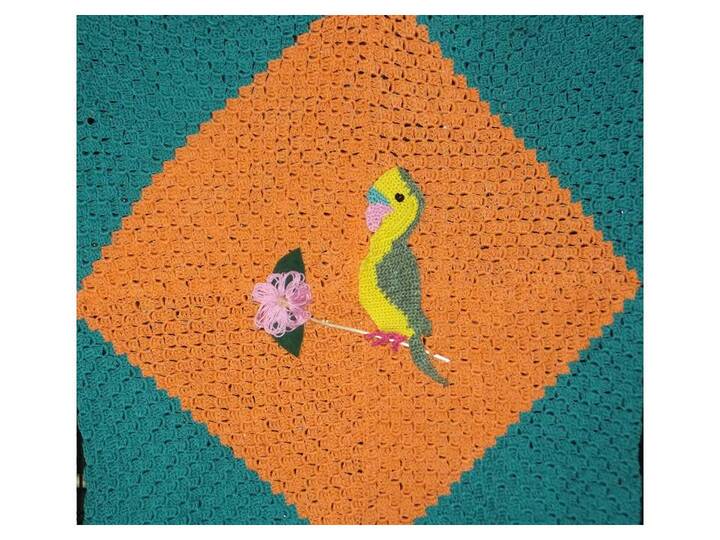 Decke und Vorhang "Wellensittich" zum Häkeln