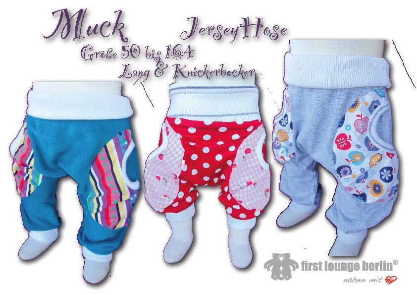 Muck E-Book Jerseyhose Pumphose für Kids mit 3D Taschen Unisex in 10 Größen 50/56-158/164 Nähanleitung &amp; Schnittmuster von firstloungeberlin