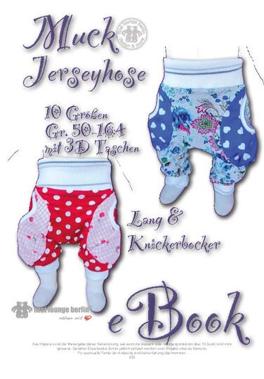 Muck E-Book Jerseyhose Pumphose für Kids mit 3D Taschen Unisex in 10 Größen 50/56-158/164 Nähanleitung & Schnittmuster von firstloungeberlin