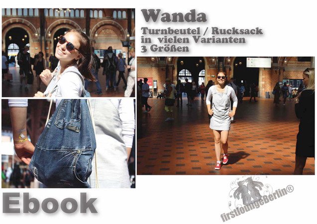 Wanda *** Turnbeutel Backpack E-Book PDF-Datei Nähanleitung Rucksack Tasche Bag E-Book in 3 Größen von firstloungeberlin