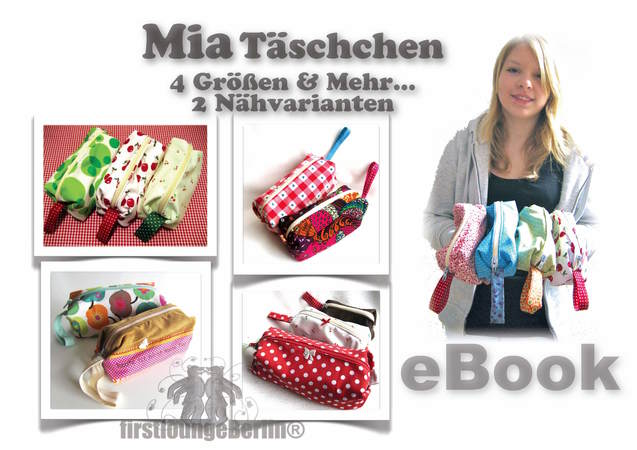 Mia PDF-Datei E-Book Nähanleitung mit Schnittmuster-Tabelle in 4 Größen & 2 Nähvarianten Mäppchen Täschli handmade by firstloungeberlin