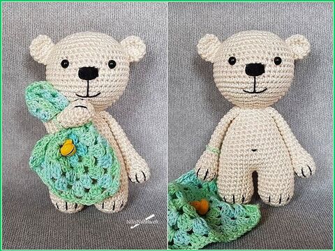 Häkelanleitung - Bärchen Kenny mit Schnuffeltuch