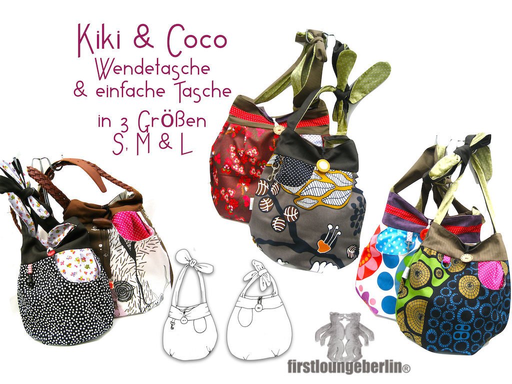 Kiki & Coco Umhängetasche Beutel Wendetasche Tasche Shopper 2 Kombi E-Books