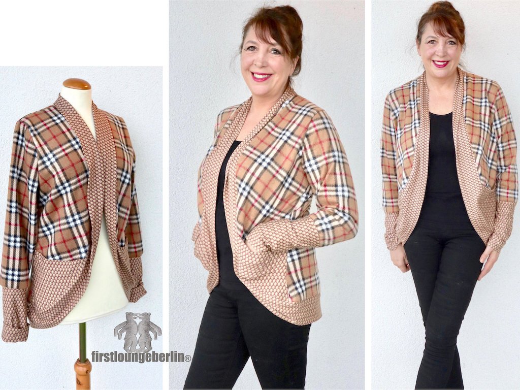 Lala *** E-Book PDF-Datei Cardigan Strickhacke in 7 Doppelgrößen XS-XXXL Schnittmuster mit Nähanleitung