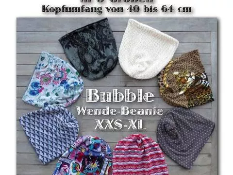 Bubble *** E-Book Pdf-Datei Wende-Beanie Schnittmuster und N&auml;hanleitung f&uuml;r die ganze Familie in 6 Gr&ouml;&szlig;en von firstloungeberlin