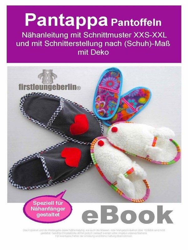 Pantappa Pantoffeln Puschen Latschen Hausschuhe für die ganze Familie Nähanleitung mit Schnittmuster  firstloungeberlin
