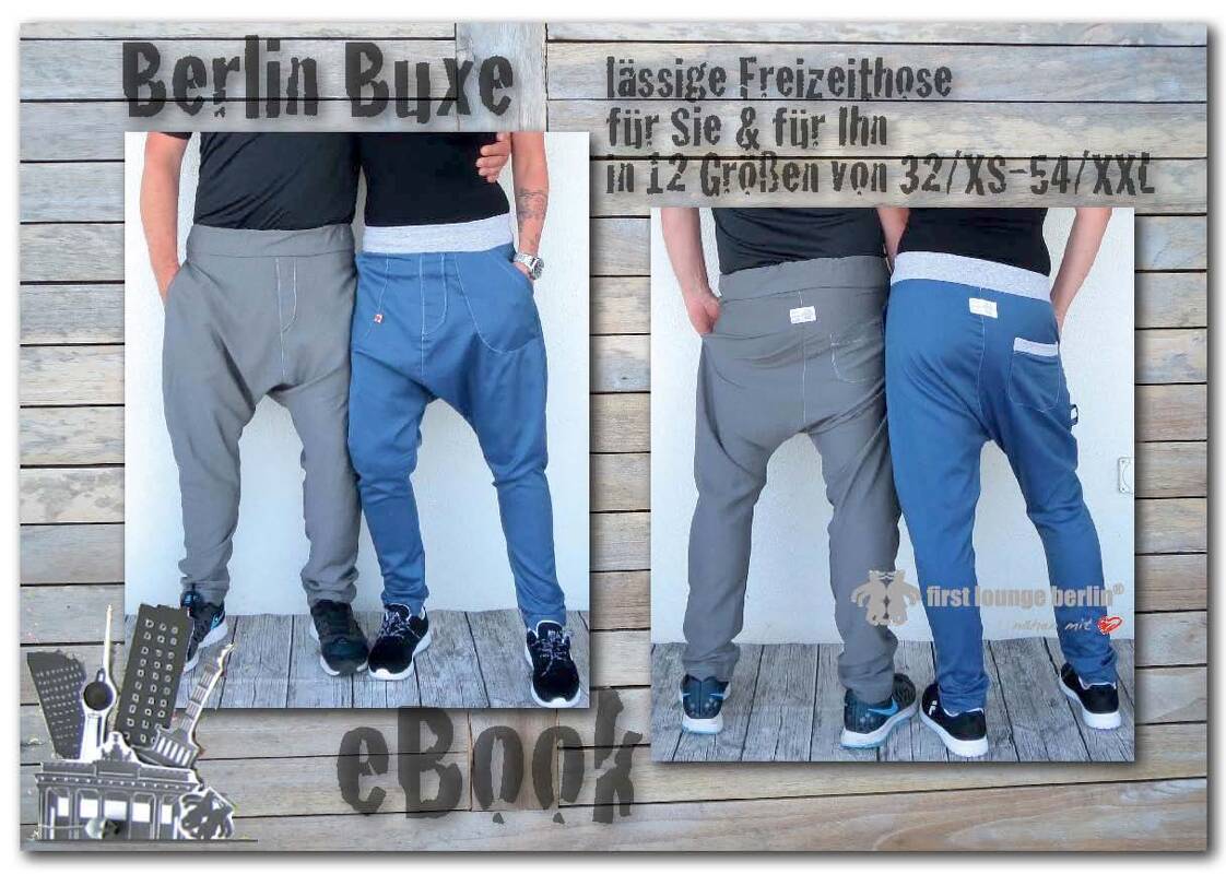 Berlin Buxe *** E-Book Pdf-Datei Unisex lässige Hose für Ihn und für Sie Größe XS-XXL Schnittmuster mit Nähanleitung von firstloungeberlin - Bild 3