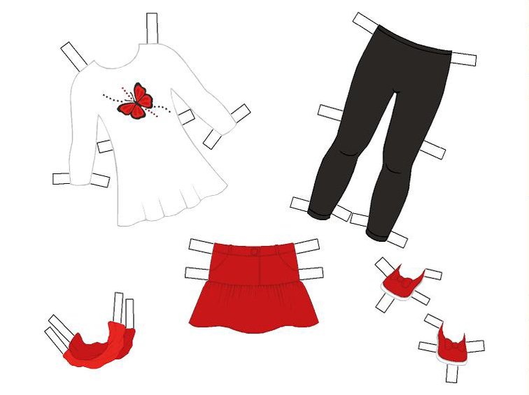 Kleider für Papierpuppe Mila – Druckvorlagen mit Bastelanleitung