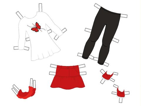 Kleider für Papierpuppe Mila – Druckvorlagen mit Bastelanleitung