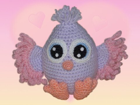 Häkelanleitung Lilli der Vogel mit großen Kulleraugen