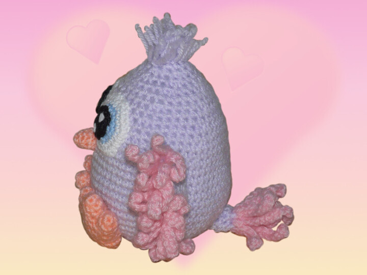 Häkelanleitung Lilli der Vogel mit großen Kulleraugen