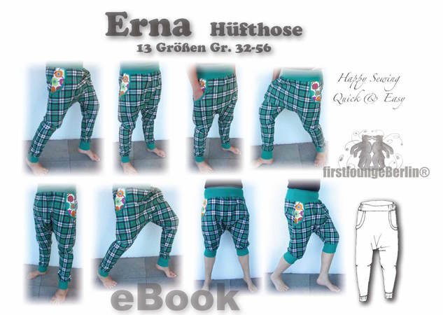 Erna *** E-Book pattern Hüft-Hose mit Taschen in 2 Varianten Größe 32 bis 56 Nähanleitung mit Schnittmuster Design firstloungeberlin