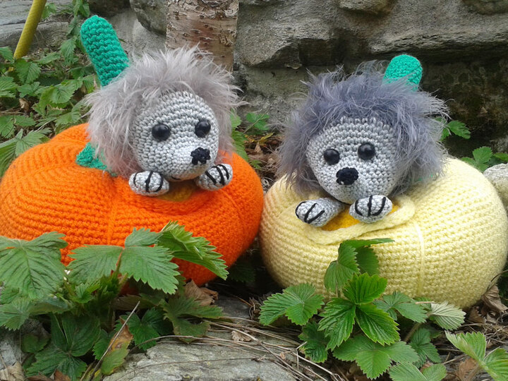 Häkelanleitung Igelchen im Kürbis