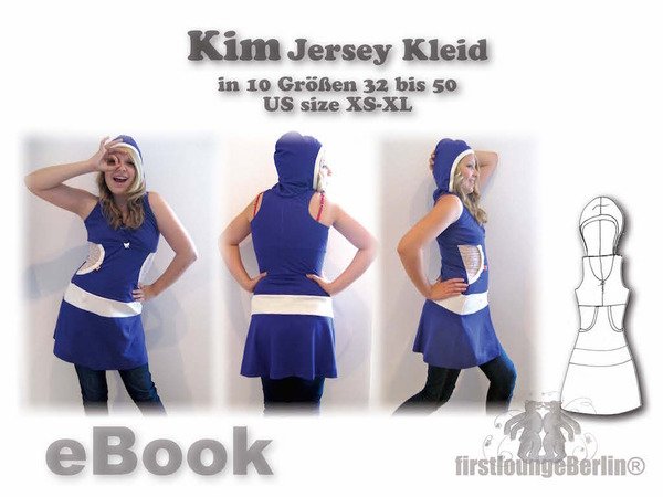 Kim & Emma Kleid & Overall Kombi Jerseykleid Jumper Damenkleid Kapuzenkleid