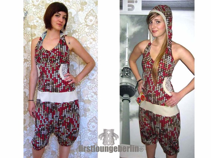 Kim & Emma Kleid & Overall Kombi Jerseykleid Jumper Damenkleid Kapuzenkleid