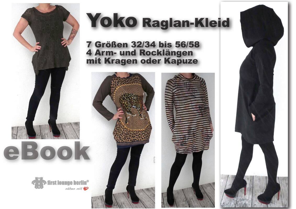 Yoko *** E-Book Kleid Raglankleid in 7 Doppelgrößen von Gr. 32/34 bis 56/58 Nähanleitung mit Schnittmuster Design von firstloungeberlin - Bild 4