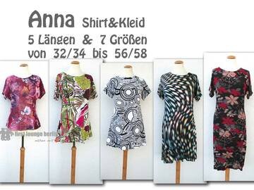 Anna *** E-Book Shirt & Kleid Gr. XS-XXXL in 5 Längen Nähanleitung mit Schnittmuster Design von firstloungeberlin
