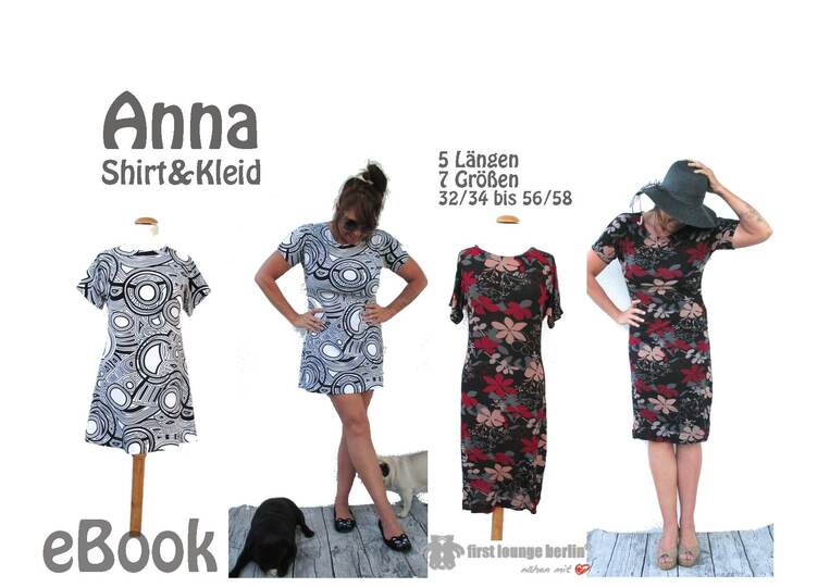Anna *** E-Book Shirt & Kleid Gr. XS-XXXL in 5 Längen Nähanleitung mit Schnittmuster Design von firstloungeberlin