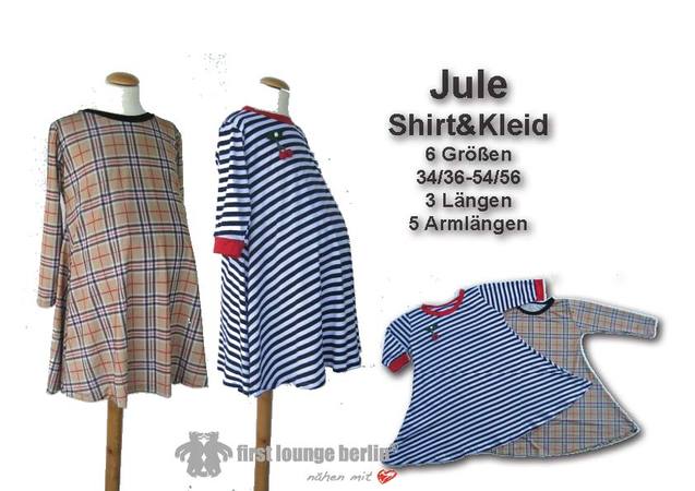 Jule *** E-Book PDF-Datei für Shirt & Kleid Gr. XS-XXL Nähanleitung mit Schnittmuster auch für Nähanfänger Design von firstloungeberlin