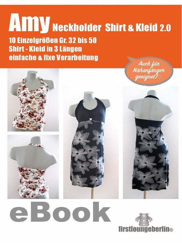 Amy Shirt und Kleid in 3 Längen in 10 Größen von 32 bis 50 - Nähanleitung mit Schnittmuster