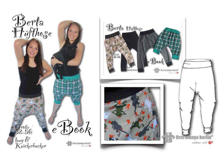 Berta *** ebook pattern Hüft-Hose in 13 Größen 32-56, XS-XXL Nähanleitung & Schnitt für Nähanfänger - Design with Love von firstloungeberlin