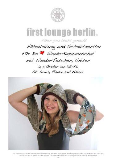 Bo *** eBook PDF-Datei Wende-Kapuzenschal mit Wende-Taschen für Kinder,Frauen und Männer in 5 Größen XS-XL Nähanleitung mit Schnittmuster