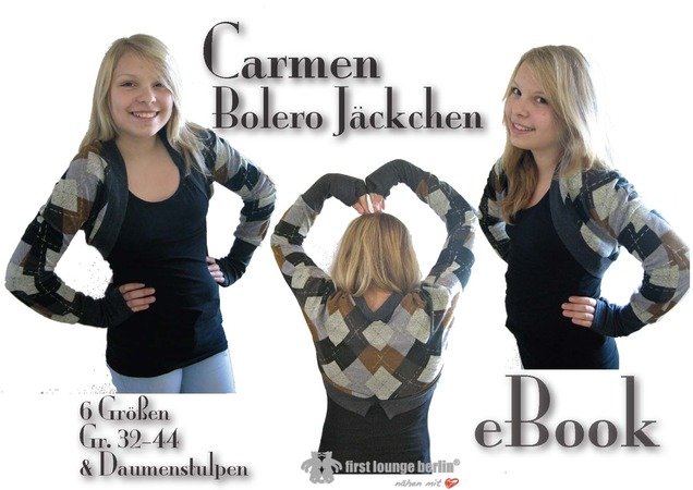 Carmen *** eBook Bolero Jäckchen in 6 Größen 32/34 bis 44 Nähanleitung mit Schnittmuster made with LOVE von firstloungeberlin